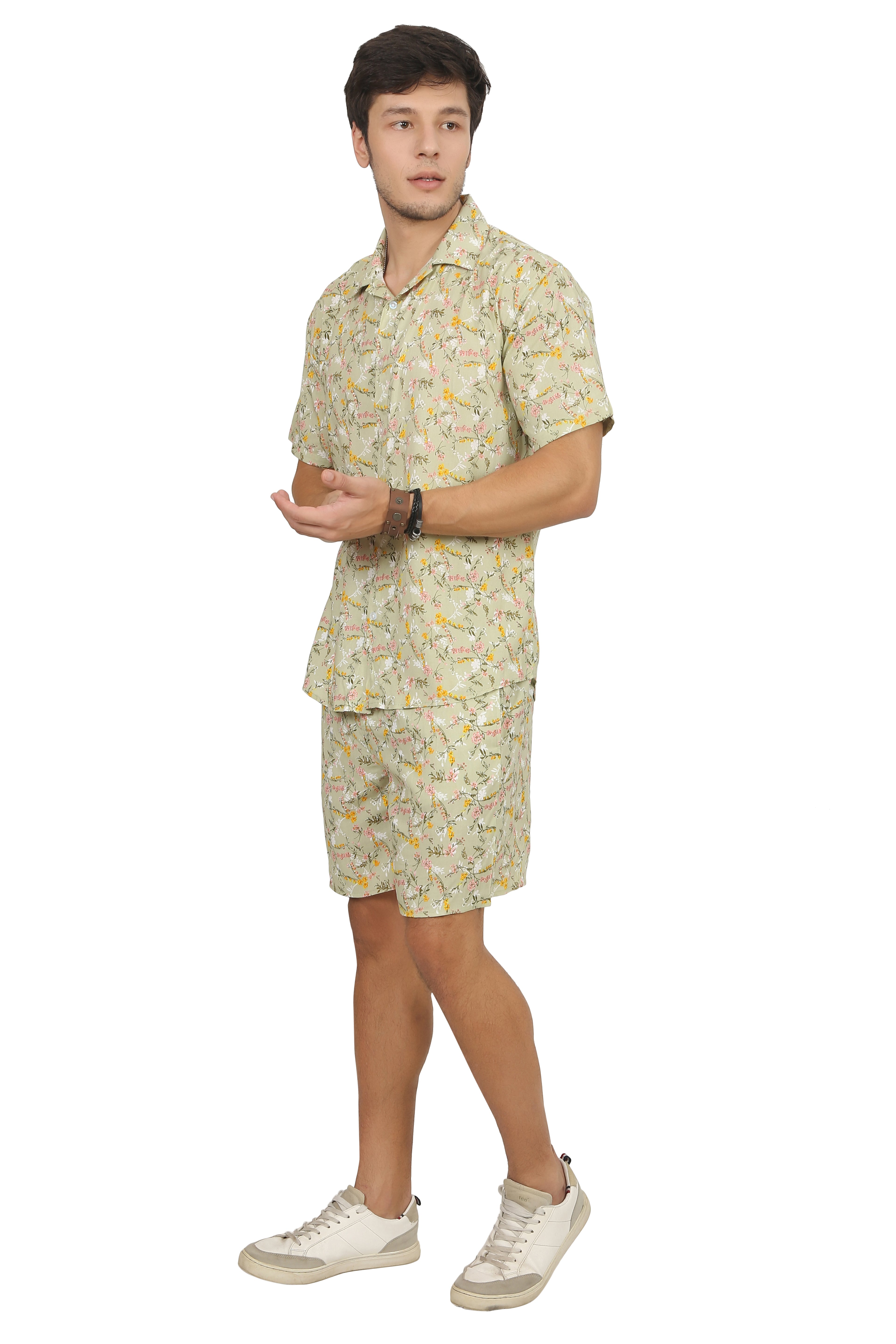 Lime Floral Rayon Co-Ord