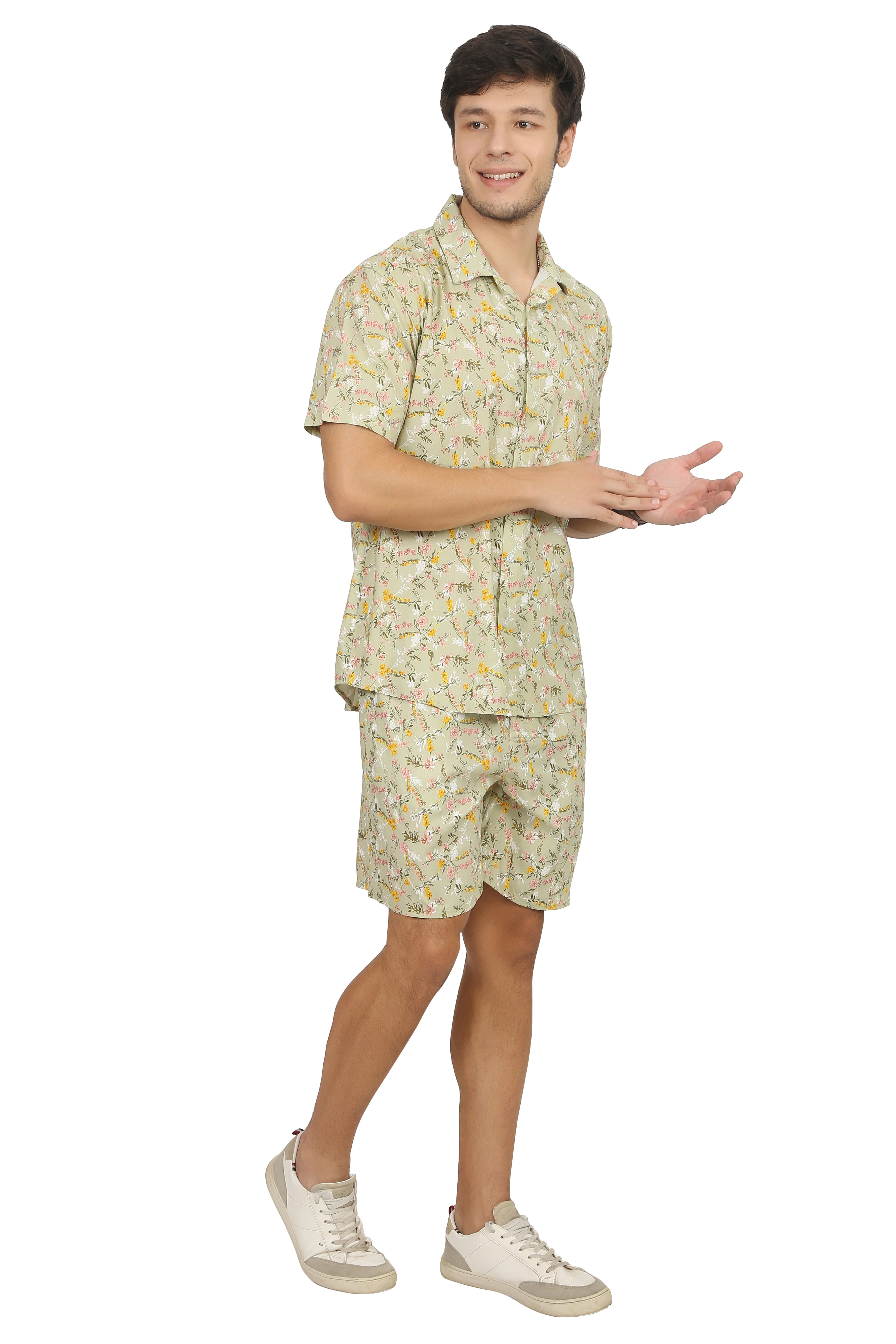 Lime Floral Rayon Co-Ord