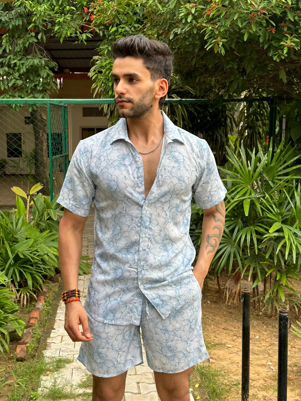 Floral Blue Rayon Co-Ord