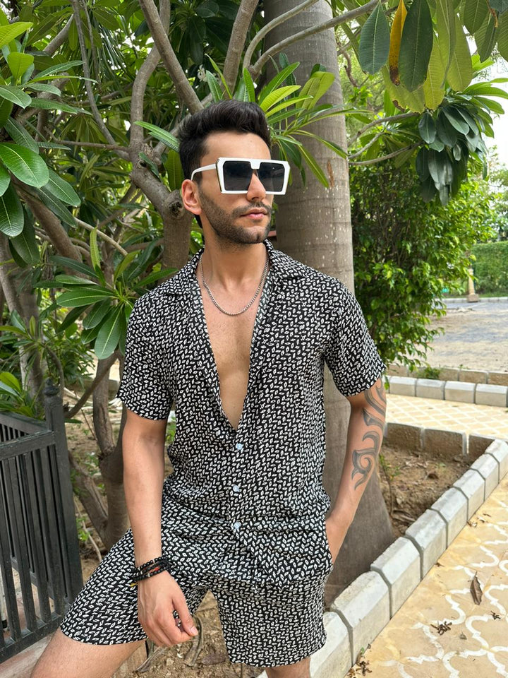 Black Printed Rayon Co-Ord Set