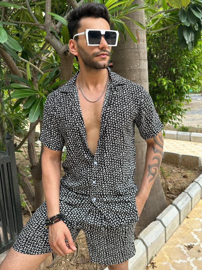 Black Printed Rayon Co-Ord Set