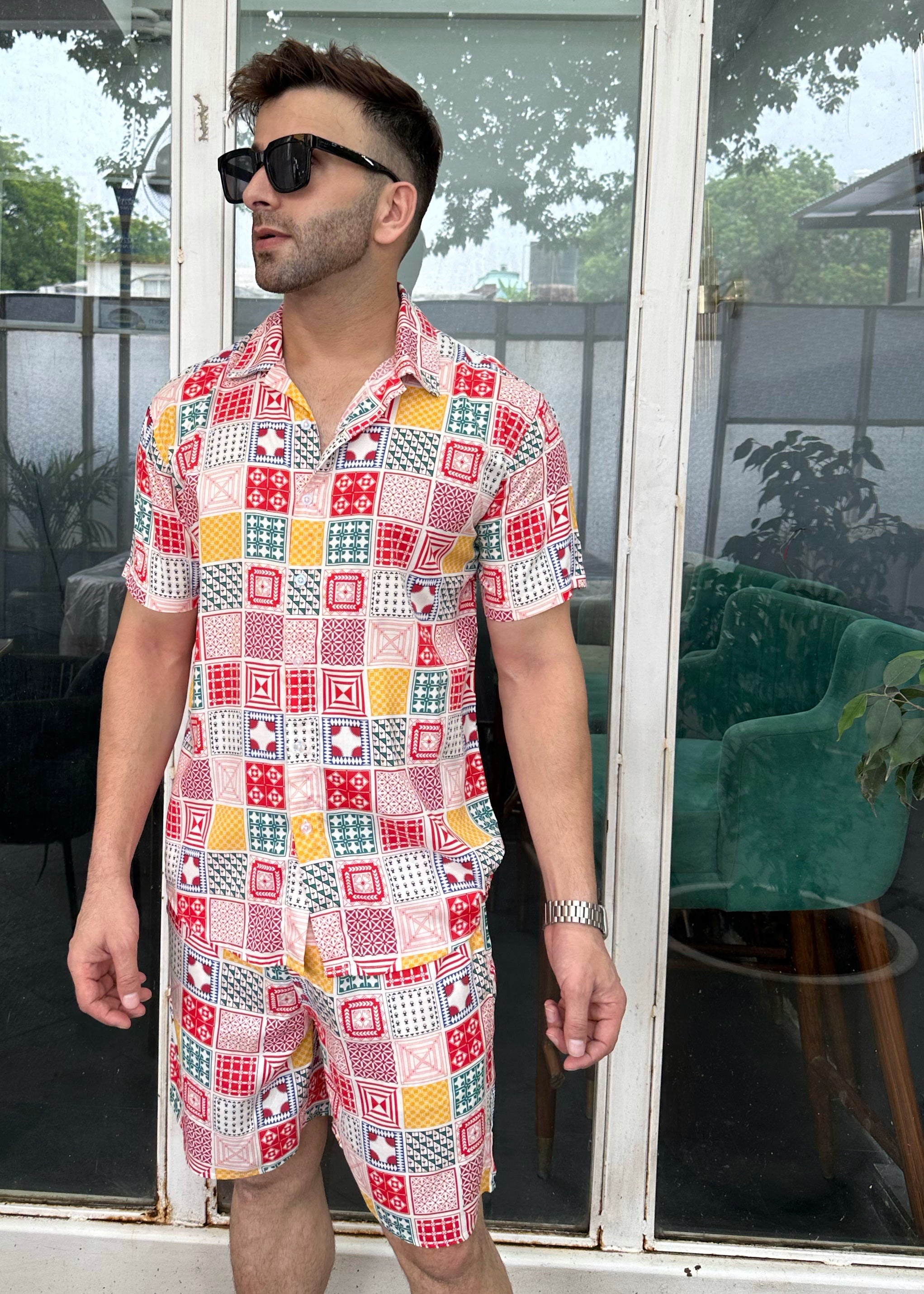 Pink Abstract Rayon Co-Ord