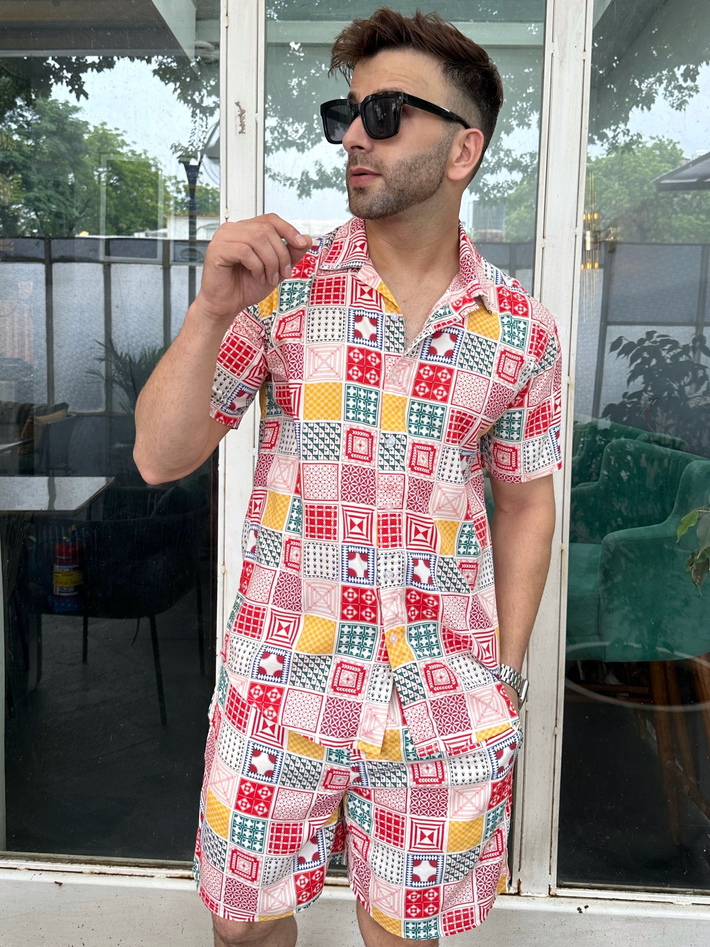 Pink Abstract Rayon Co-Ord