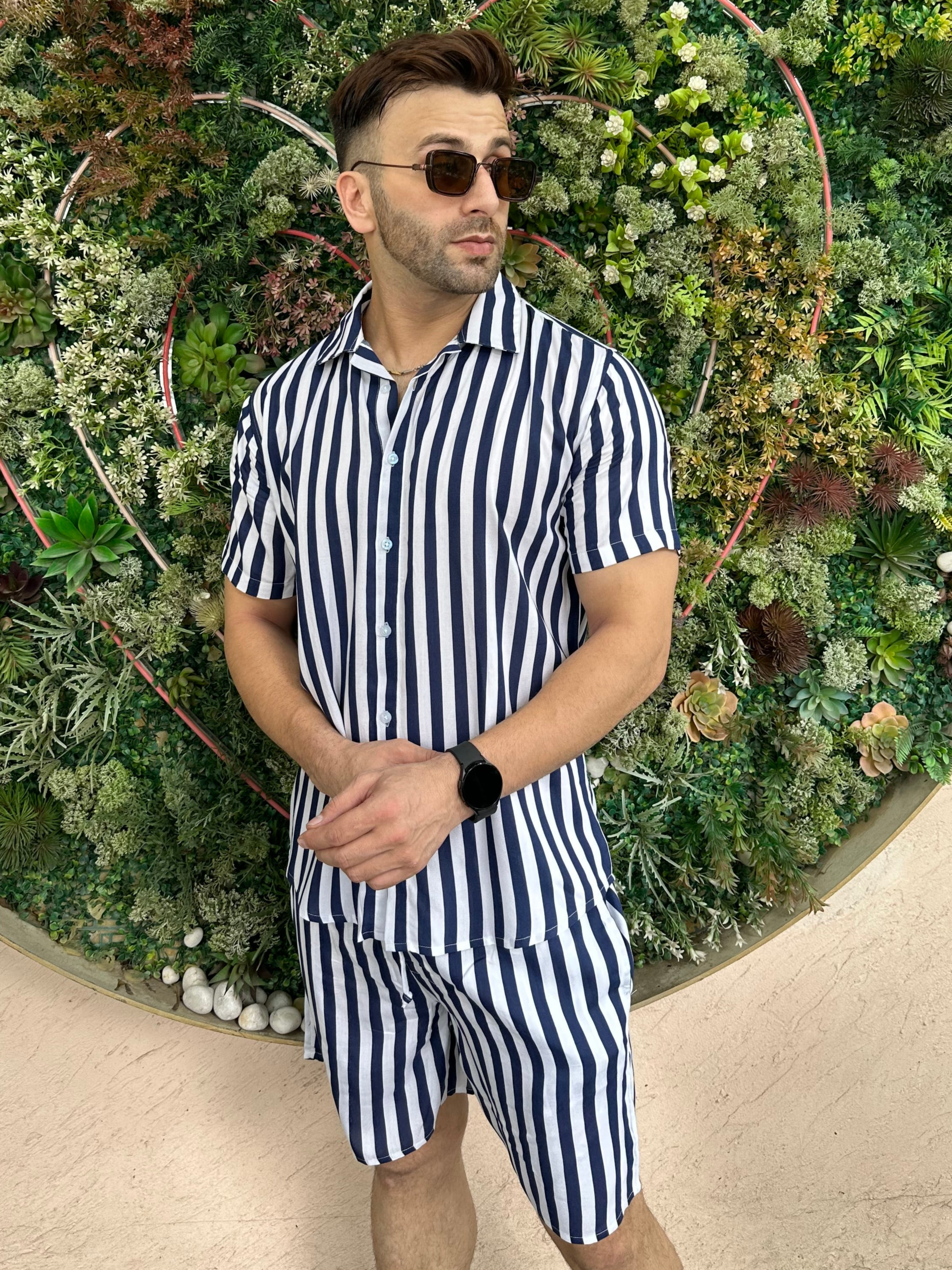 Navy Stripe Rayon Co-Ords
