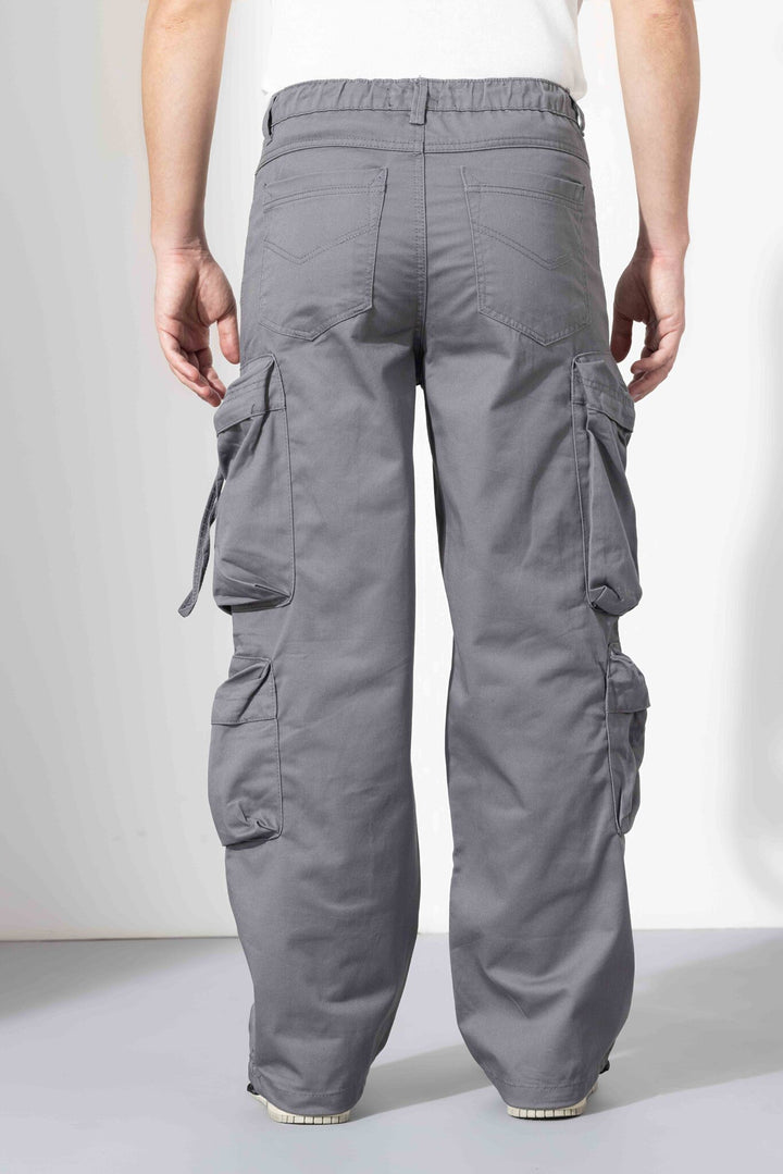 Grey Cotton Multi Pocket Cargo Pant
