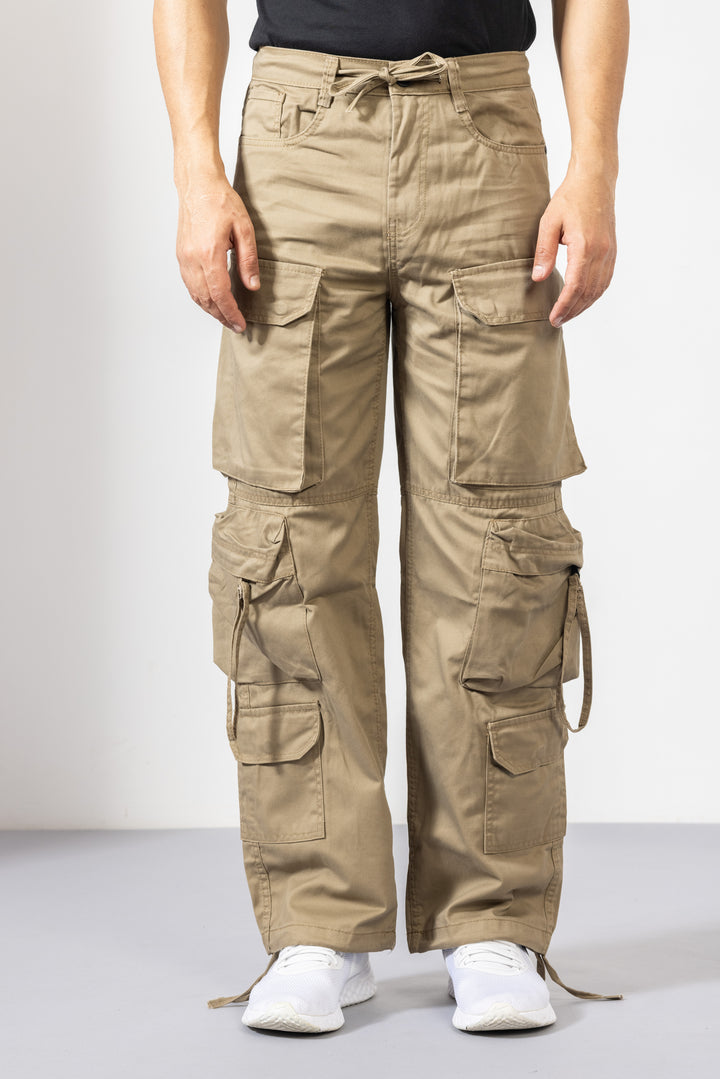 Cream Men Multi Pocket Cargo Pant