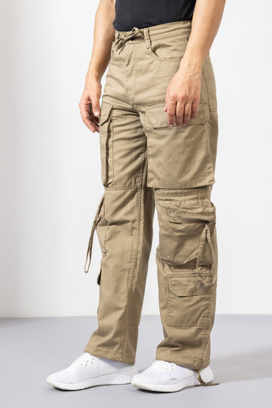Cream Men Multi Pocket Cargo Pant