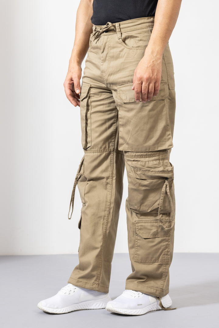 Cream Men Multi Pocket Cargo Pant