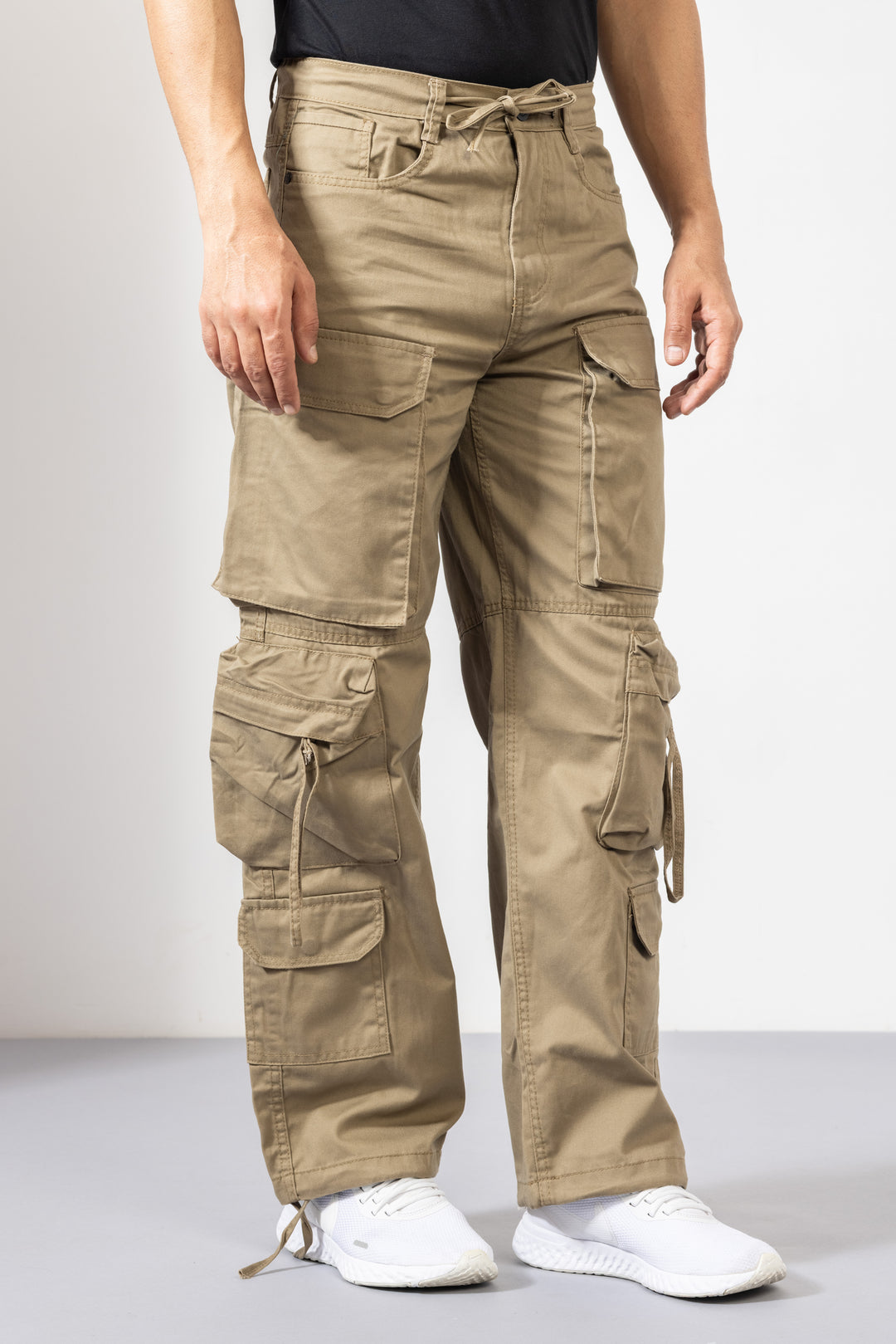 Cream Men Multi Pocket Cargo Pant