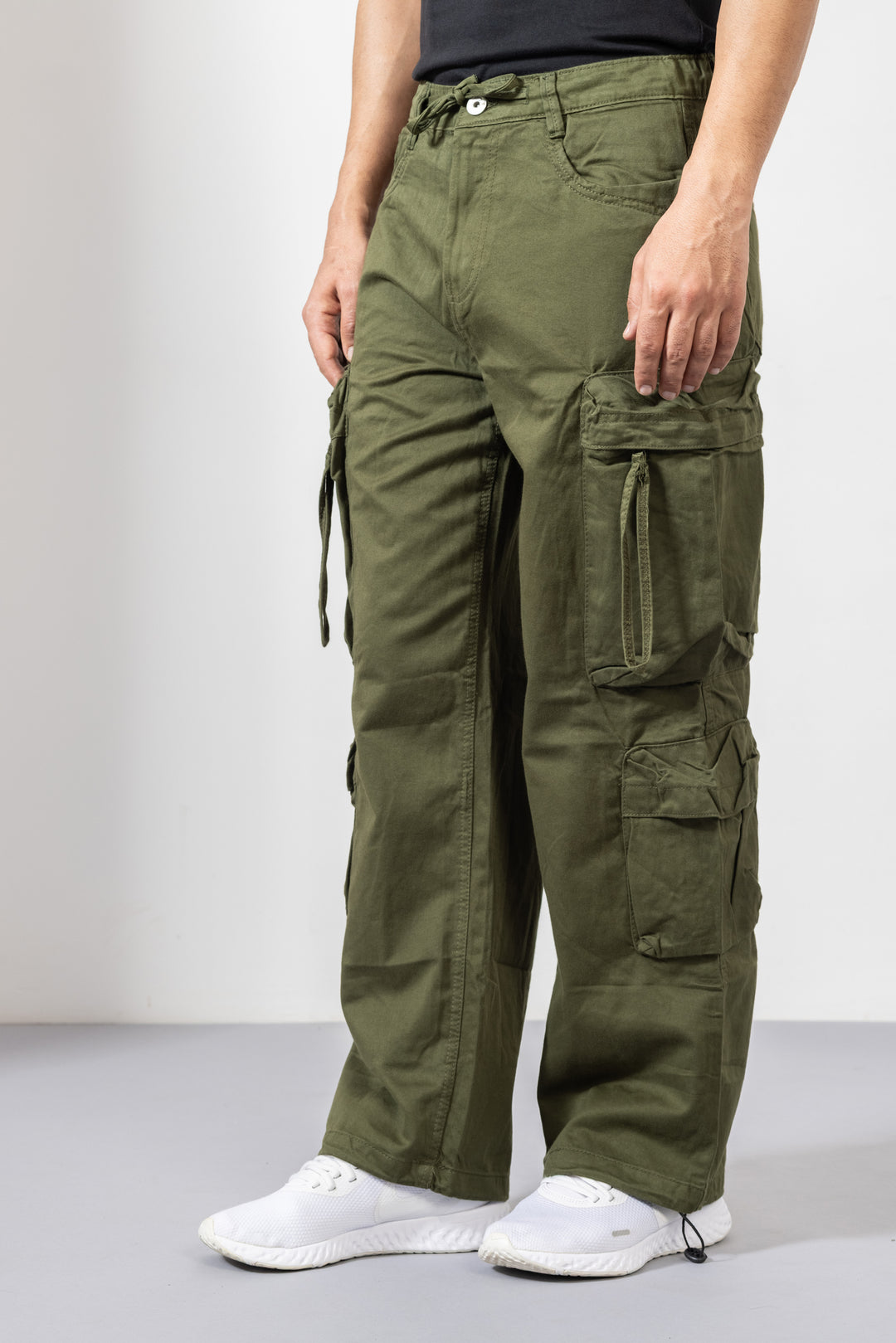 Olive Green Men Cotton Cargo Pant