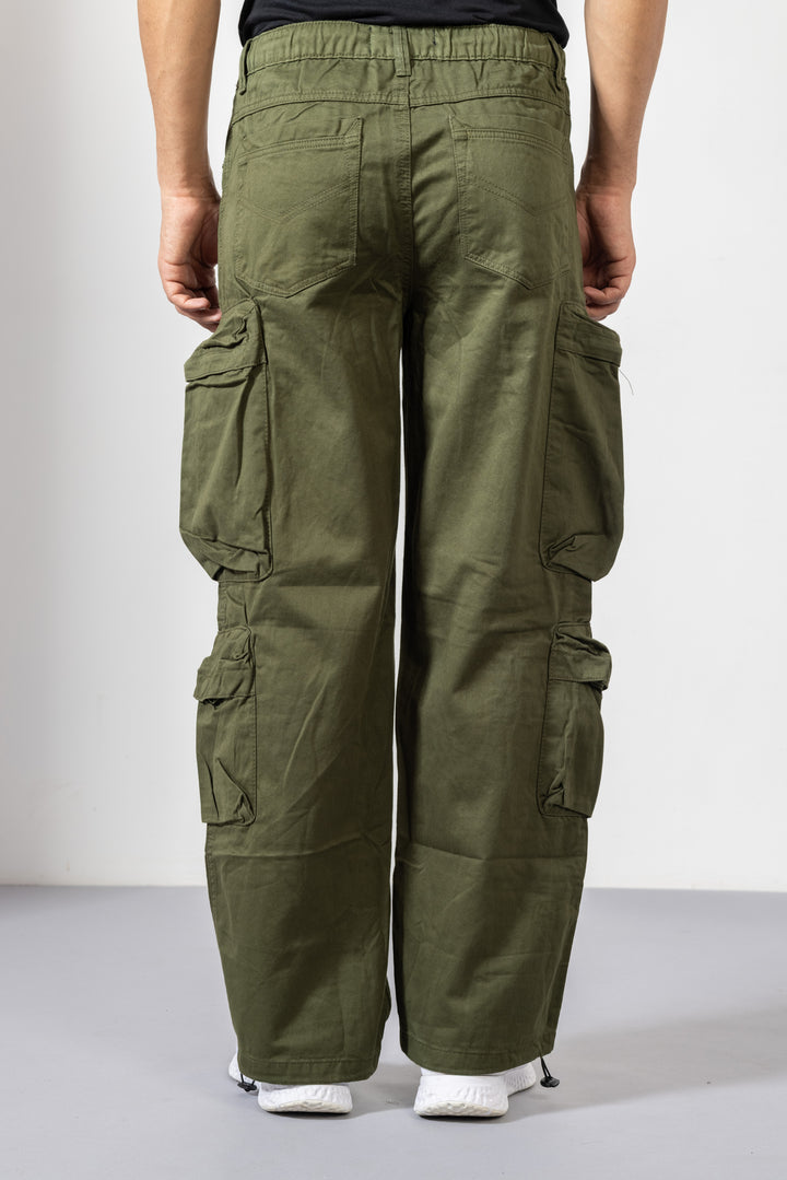 Olive Green Men Cotton Cargo Pant