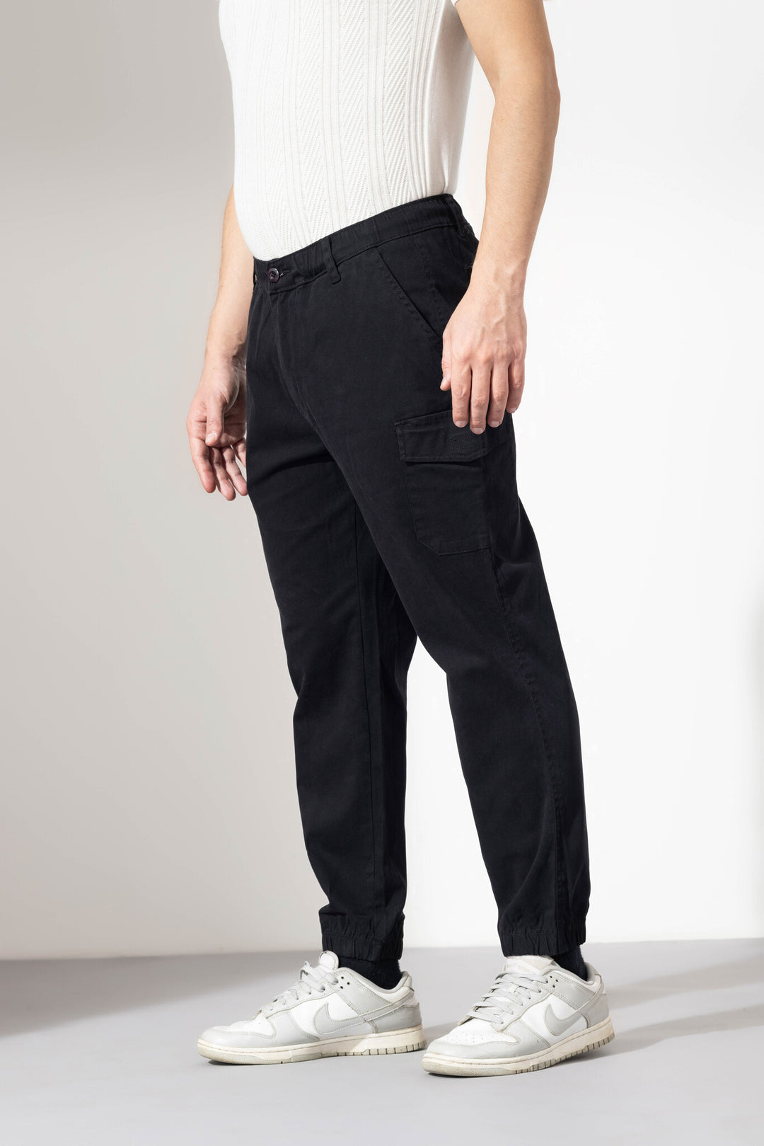 Black Men Elasticated Waist Denim Track Pant