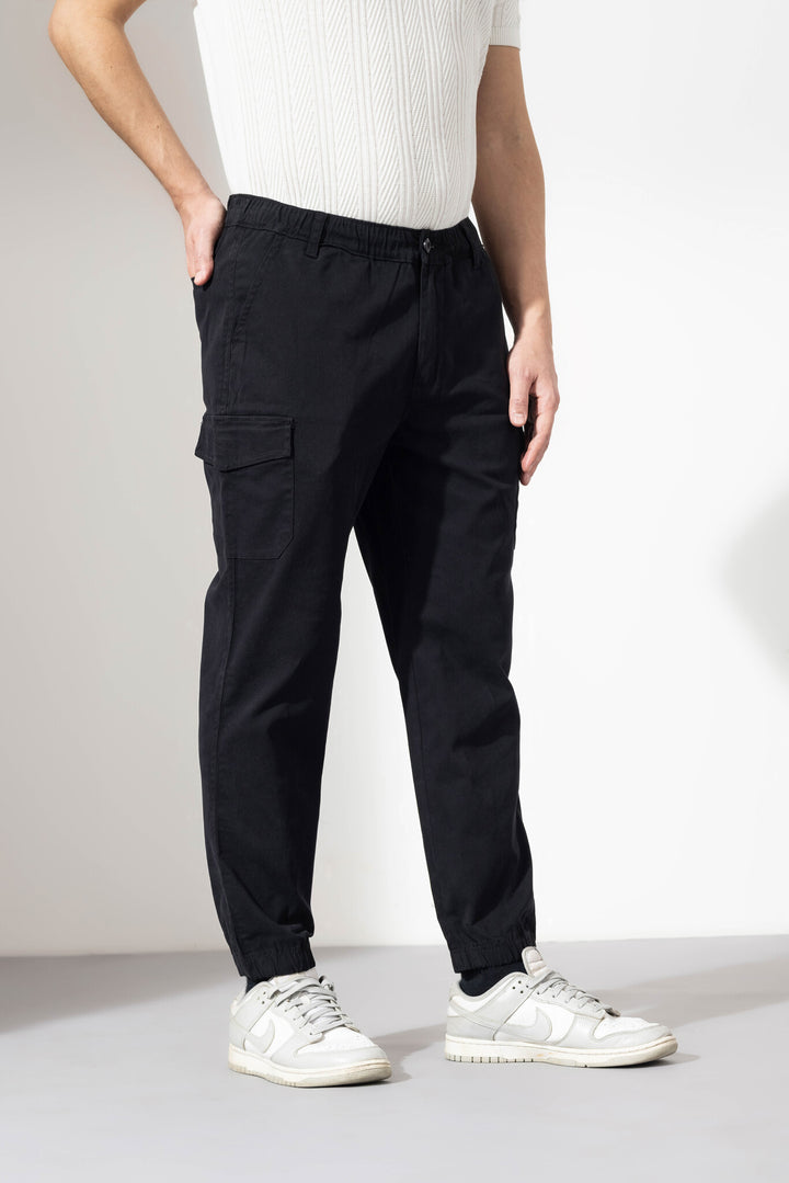 Black Men Elasticated Waist Denim Track Pant