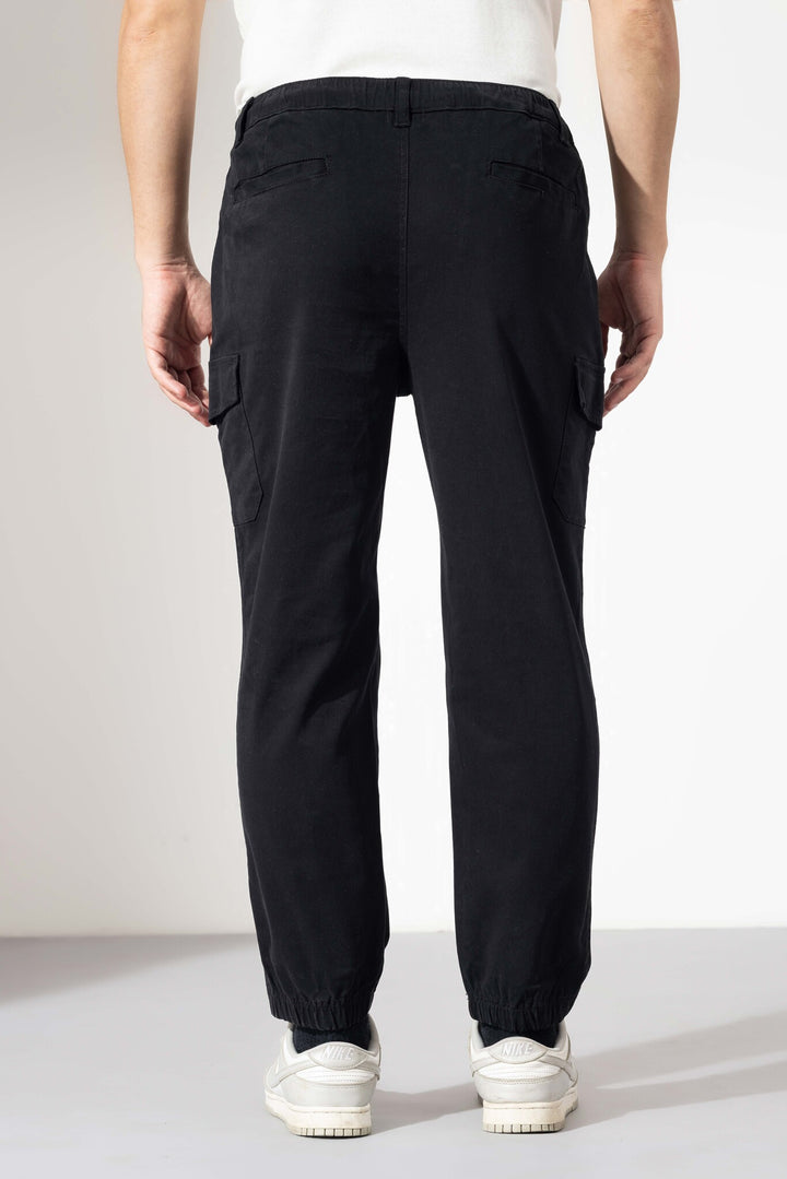 Black Men Elasticated Waist Denim Track Pant