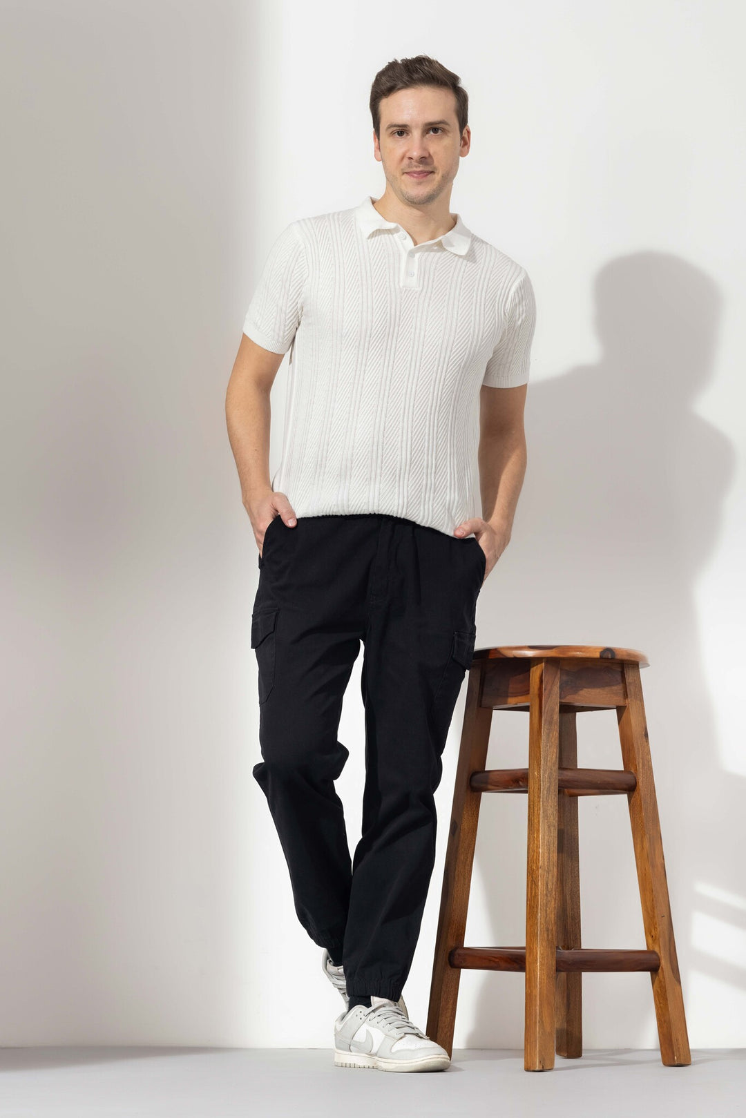 Black Men Elasticated Waist Denim Track Pant