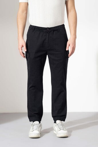 Black Men Elasticated Waist Denim Track Pant