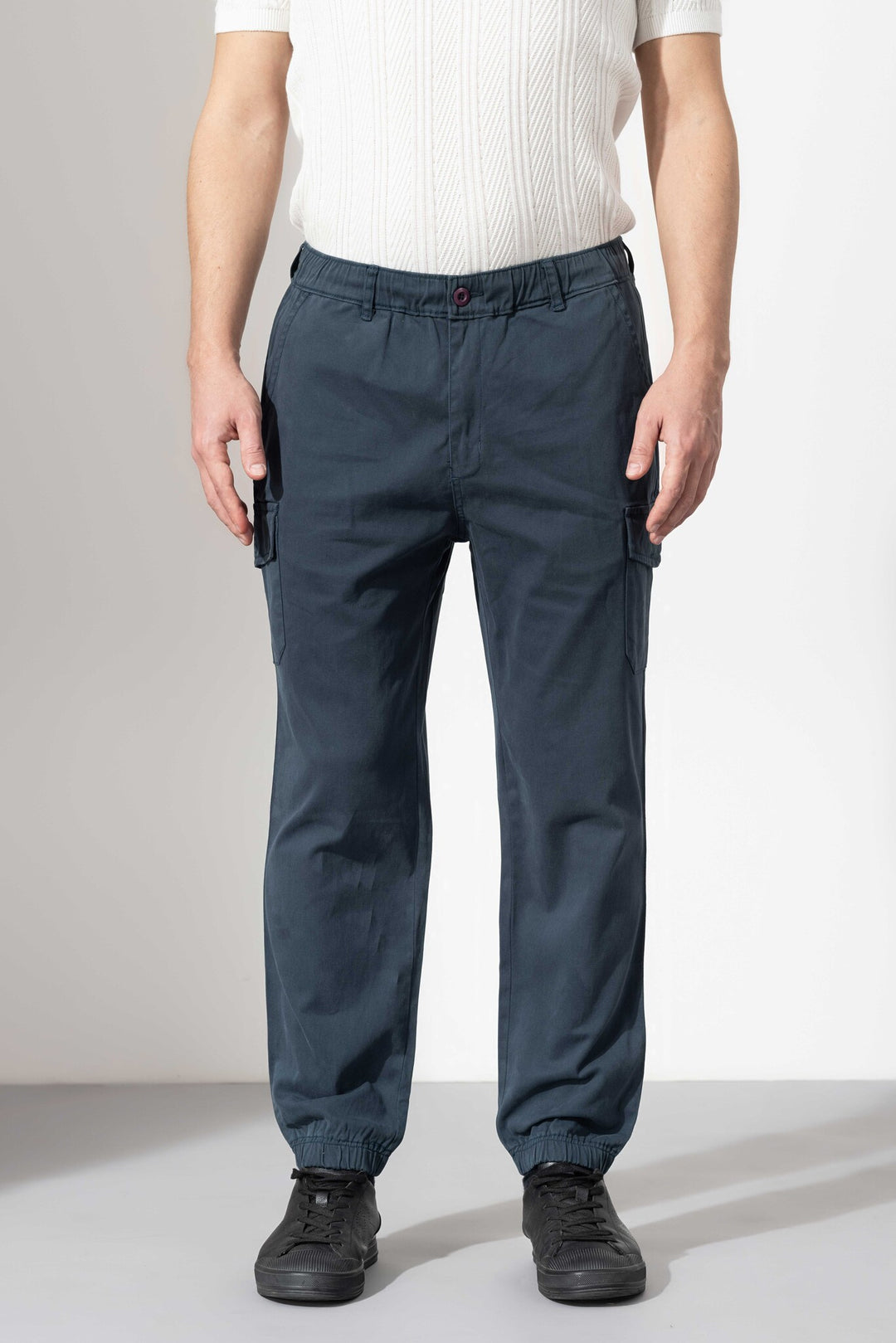 Dark Navy Ankle Cotton Cargo Pant