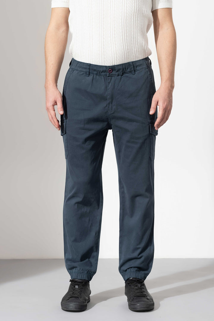 Dark Navy Ankle Cotton Cargo Pant