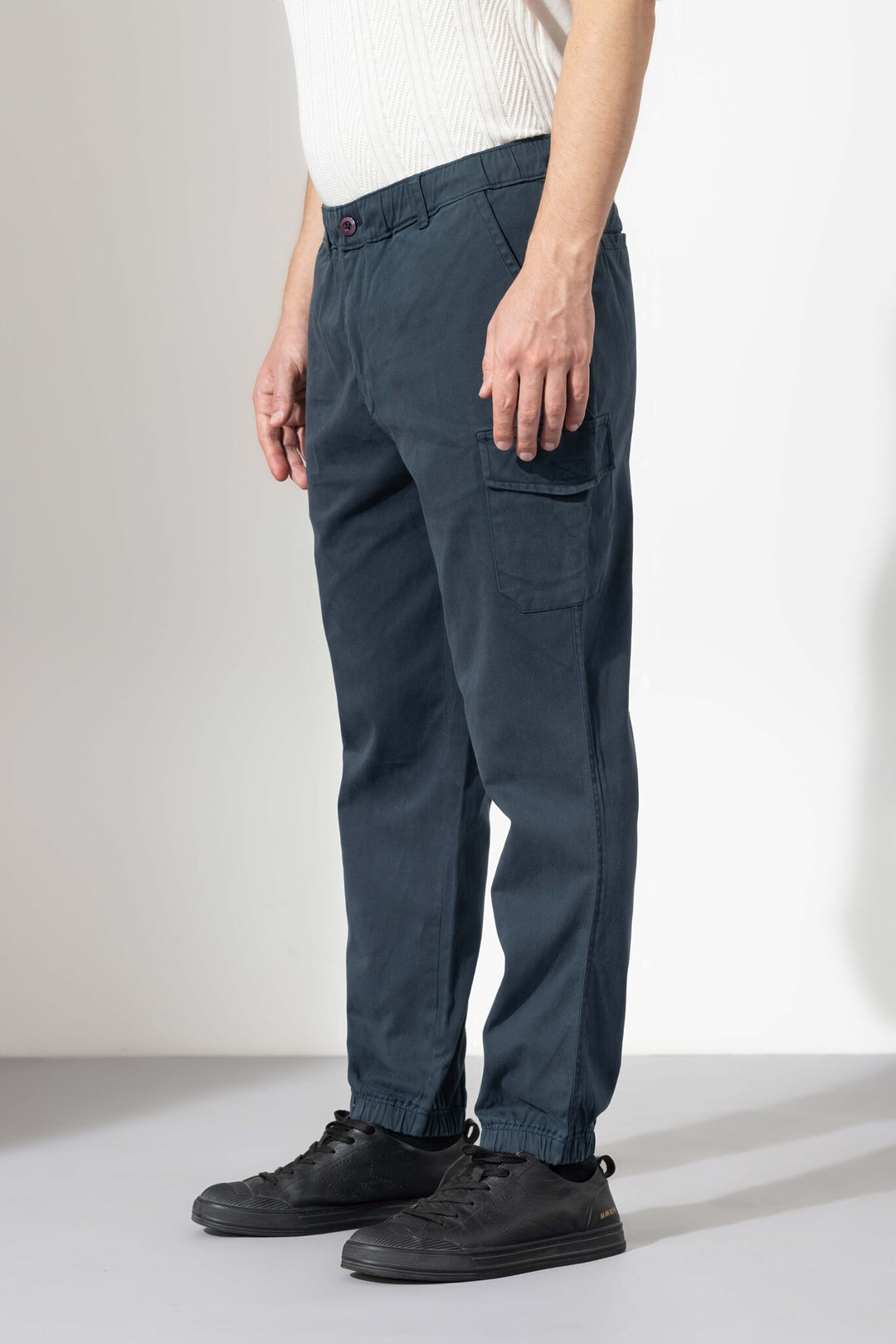 Dark Navy Ankle Cotton Cargo Pant