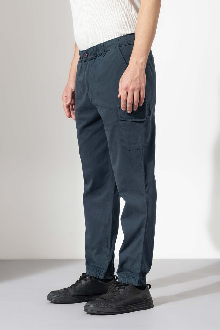 Dark Navy Ankle Cotton Cargo Pant