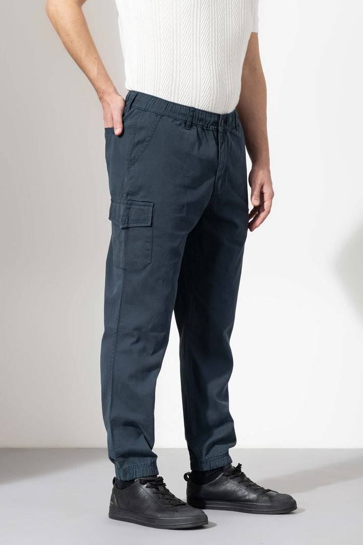 Dark Navy Ankle Cotton Cargo Pant