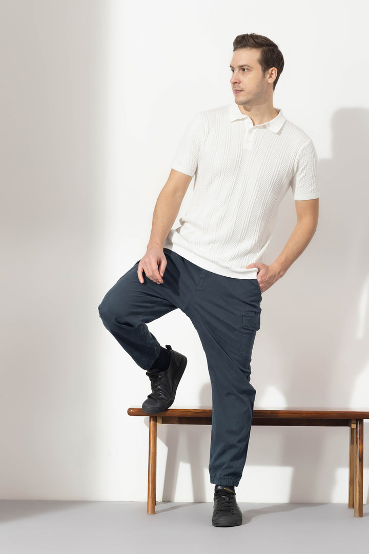 Dark Navy Ankle Cotton Cargo Pant