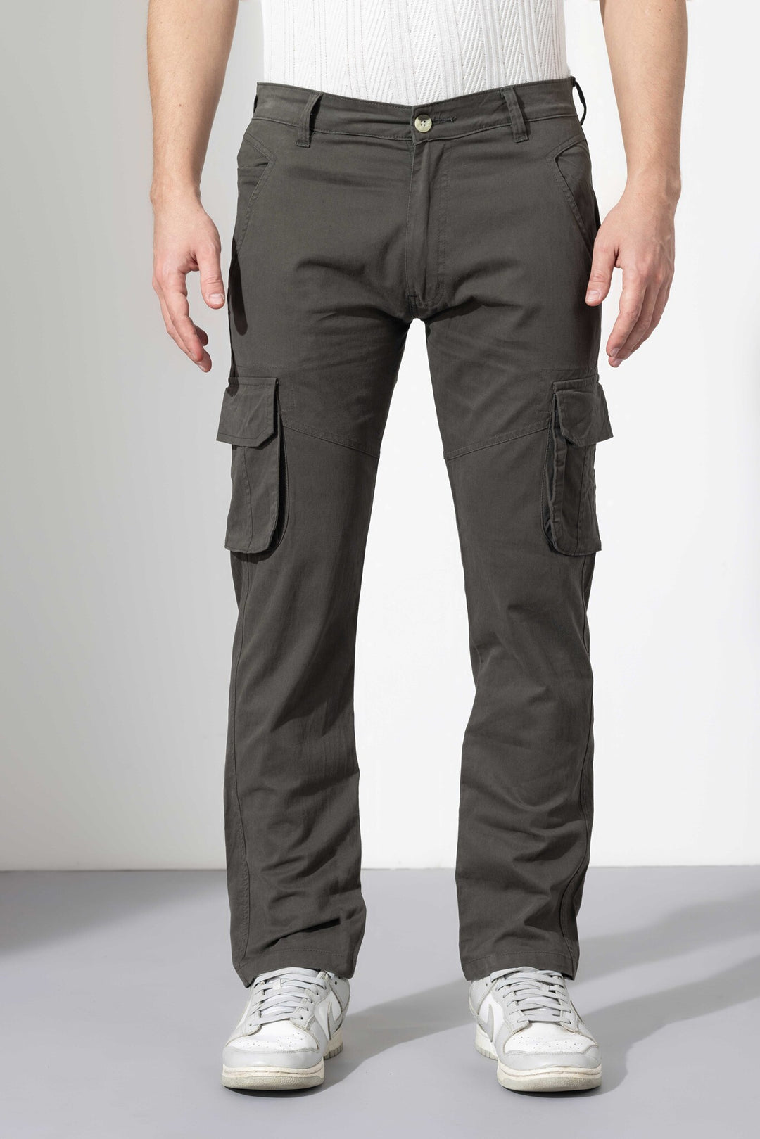 Light Green Men Cotton Full Length Cargo Pant
