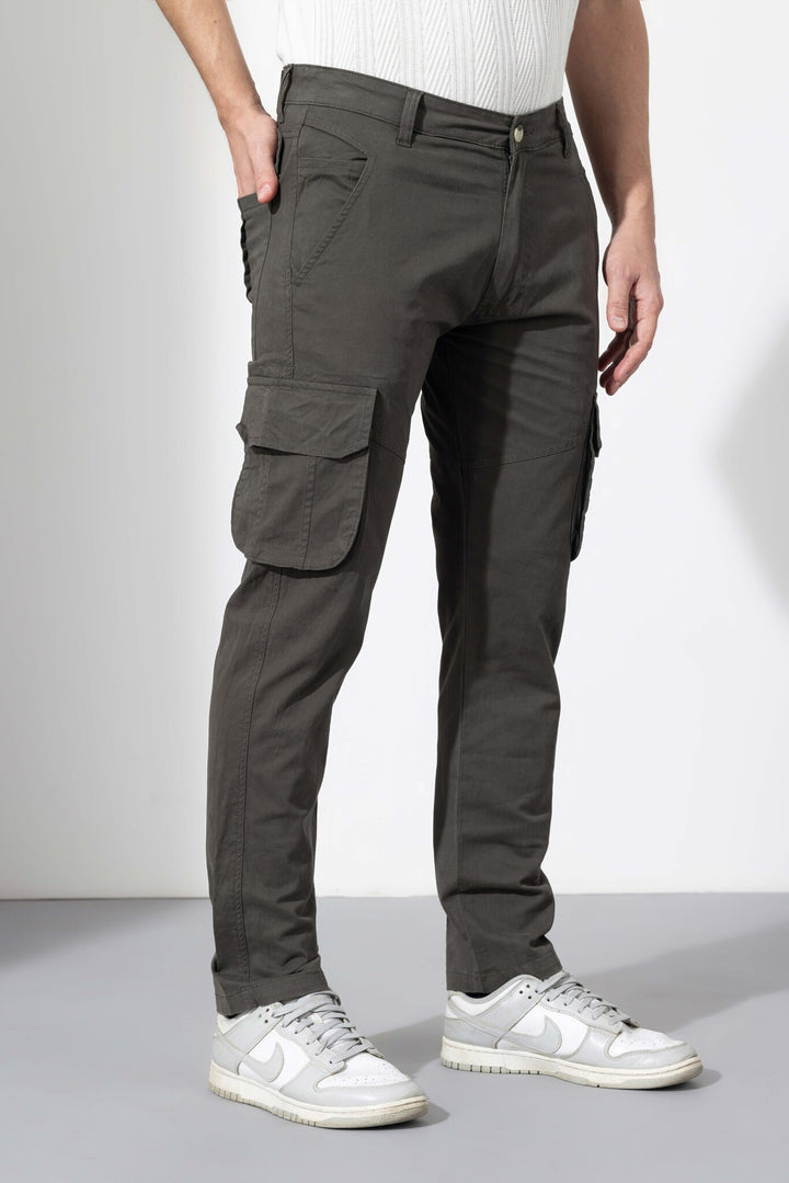 Light Green Men Cotton Full Length Cargo Pant