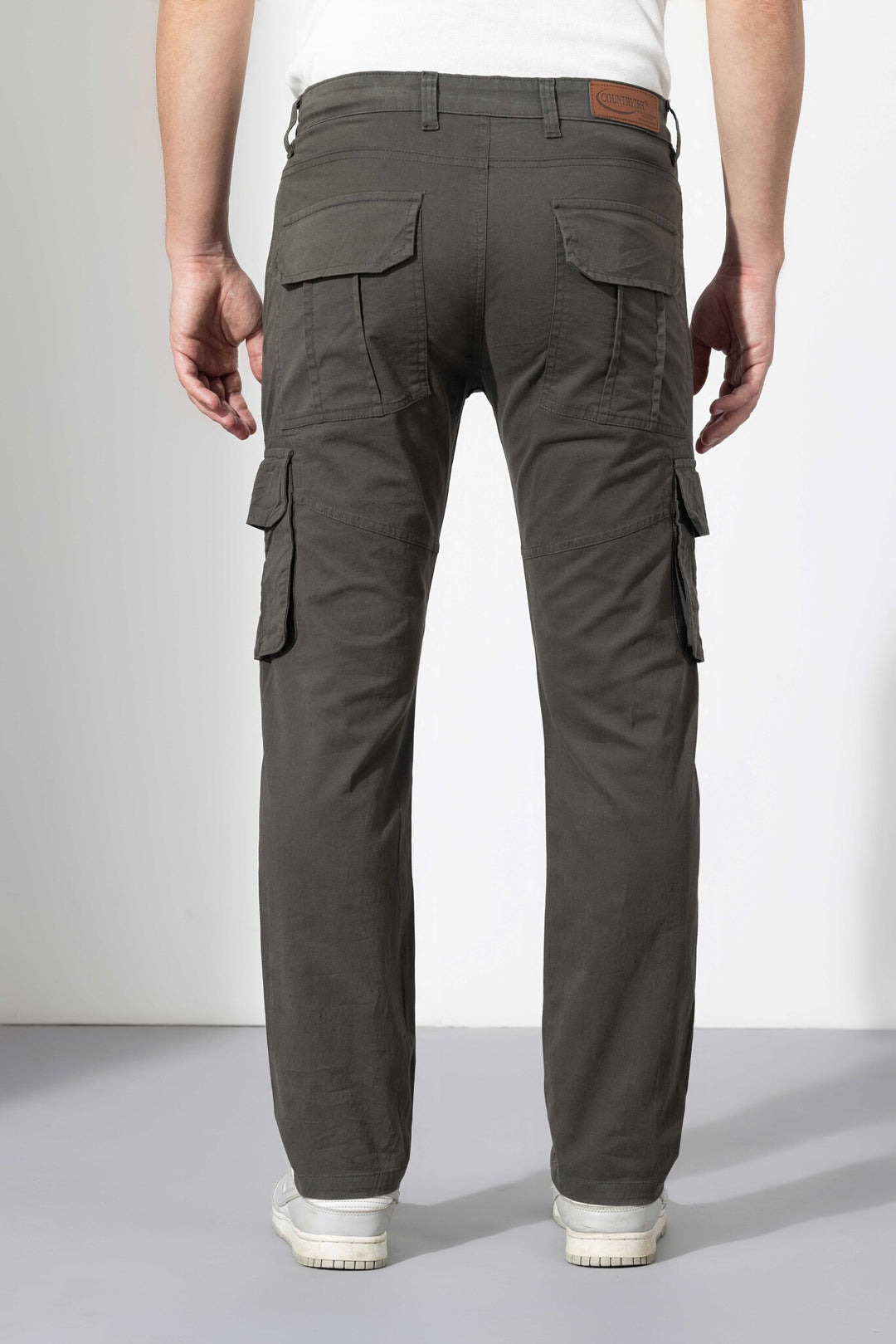 Light Green Men Cotton Full Length Cargo Pant