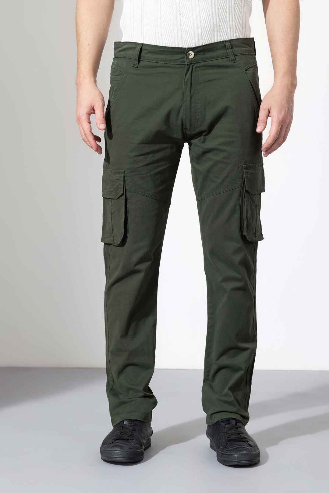 Olive Green Men Cotton Cargo Pant