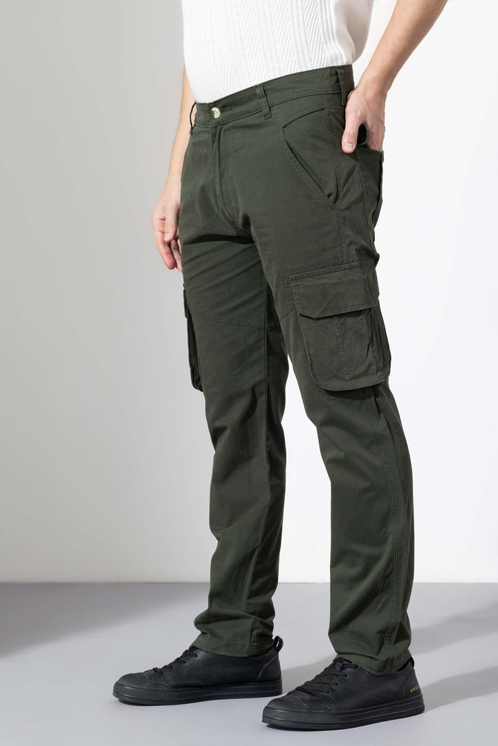 Olive Green Men Cotton Cargo Pant