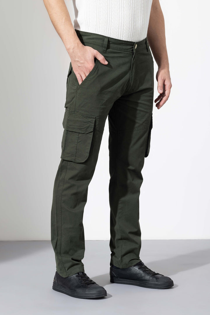 Olive Green Men Cotton Cargo Pant
