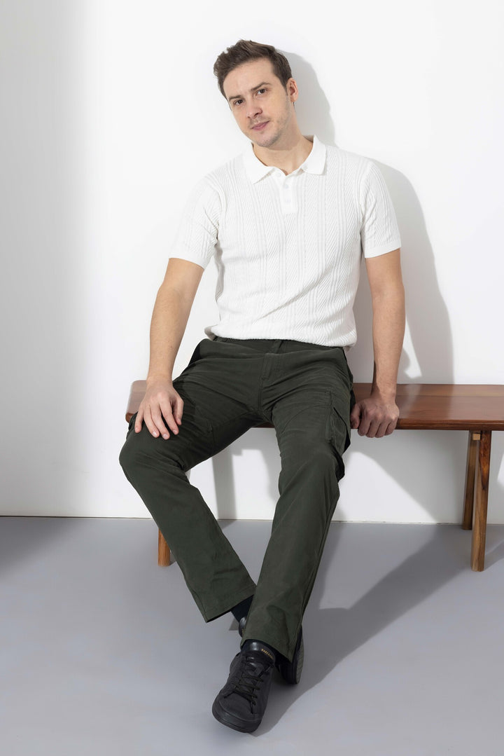 Olive Green Men Cotton Cargo Pant