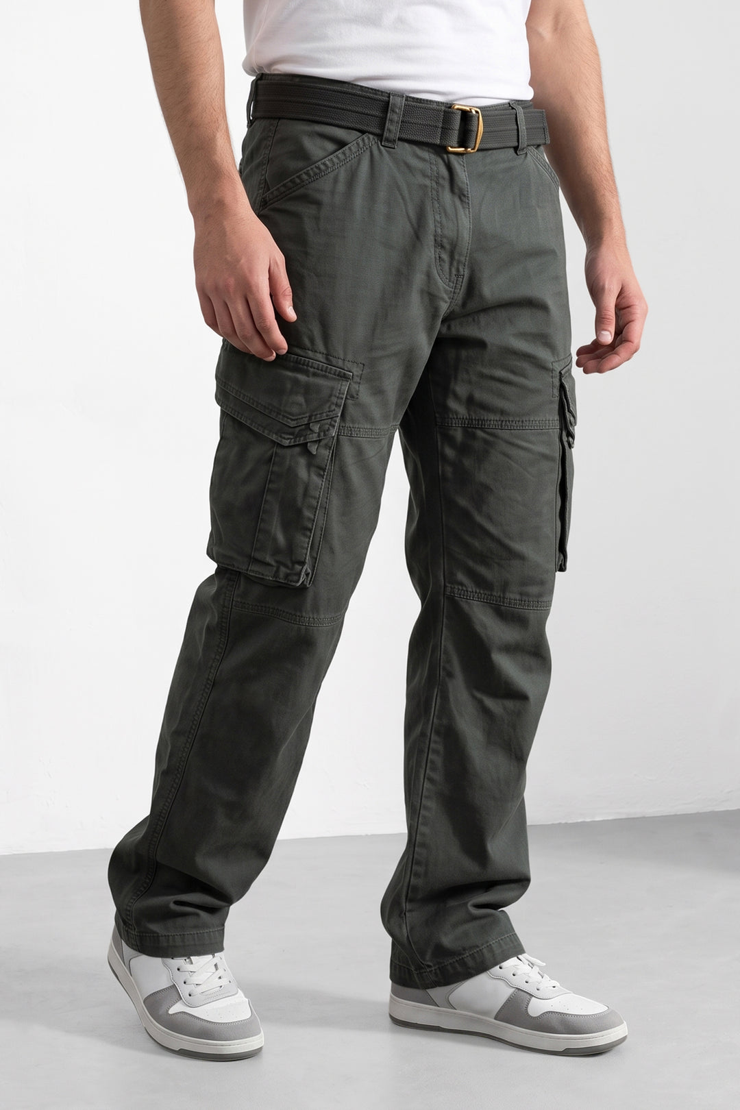 Grey Mens 6 Pocket Cargo Pants