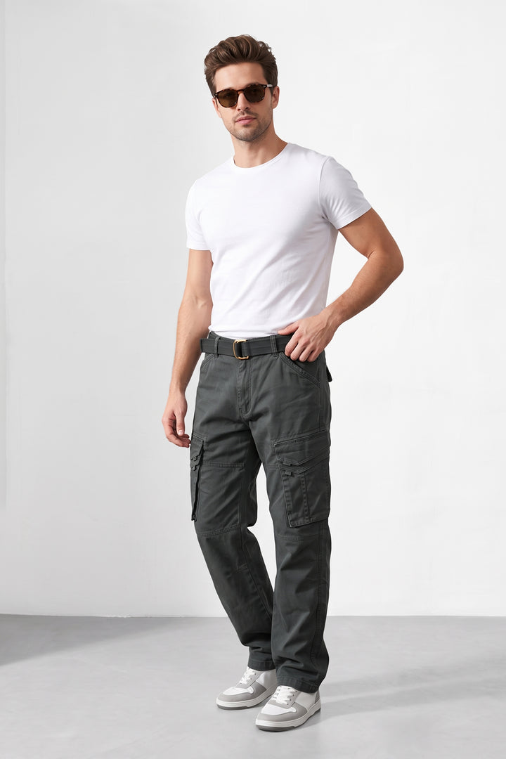 Grey Mens 6 Pocket Cargo Pants