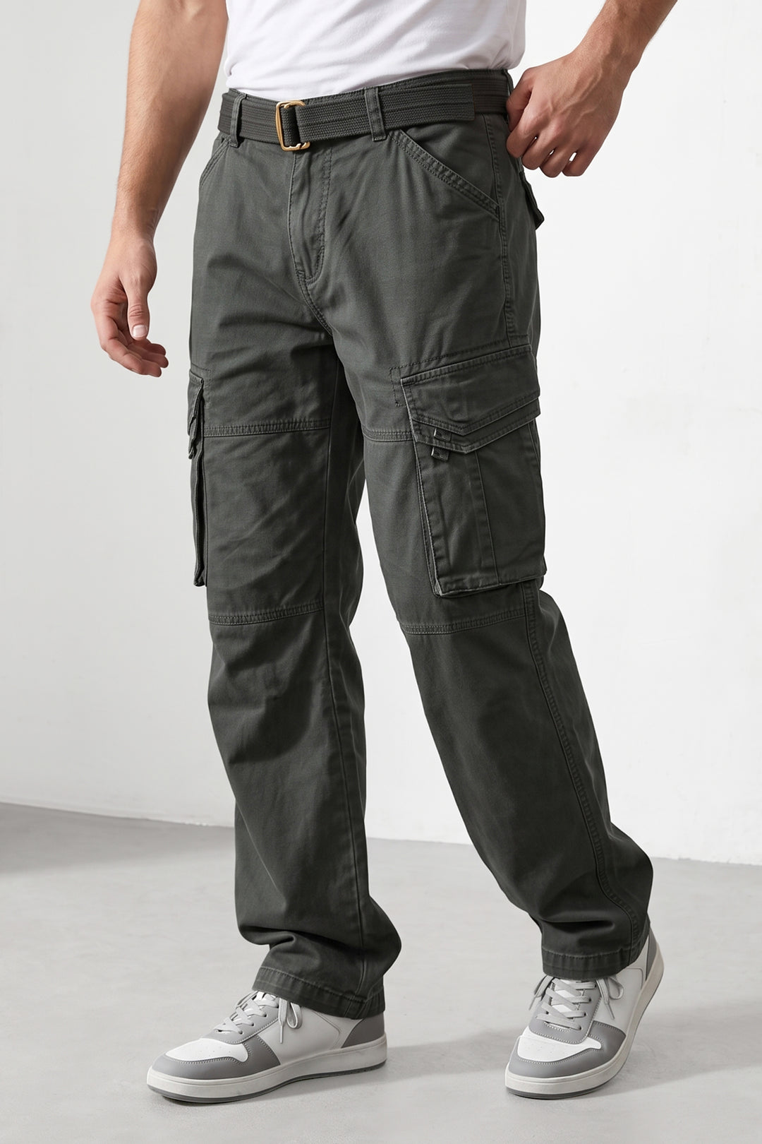 Grey Mens 6 Pocket Cargo Pants