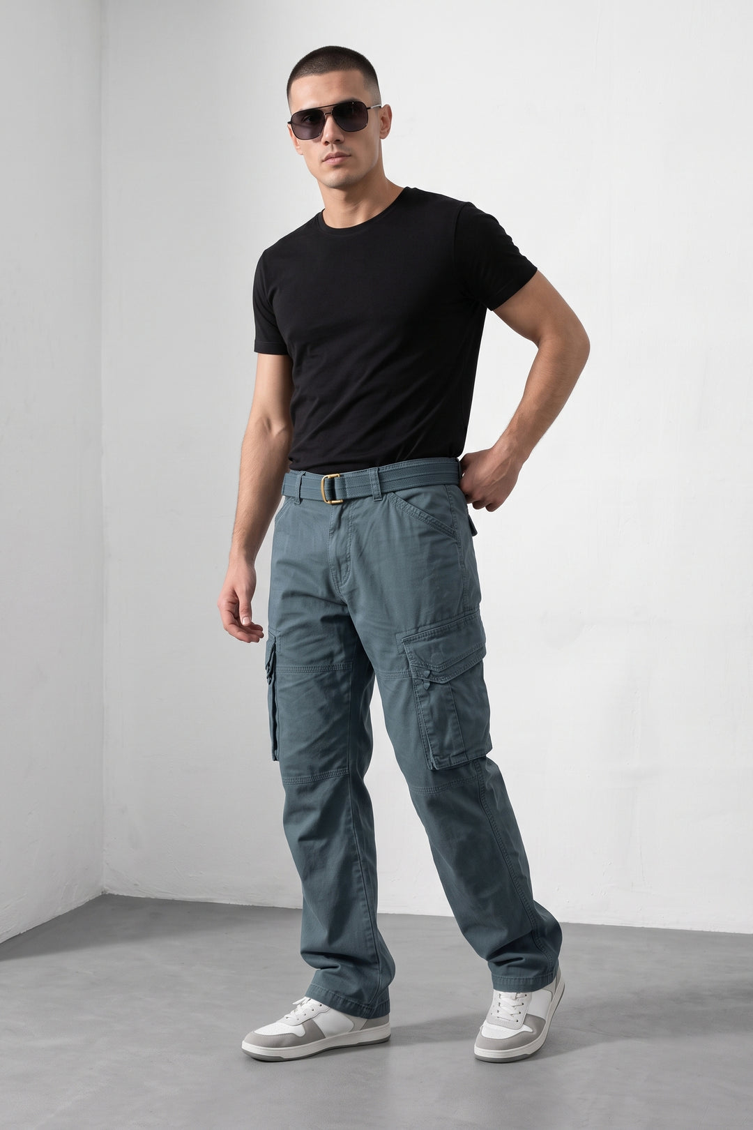 Steel Grey Mens 6 Pocket Cargo Pants