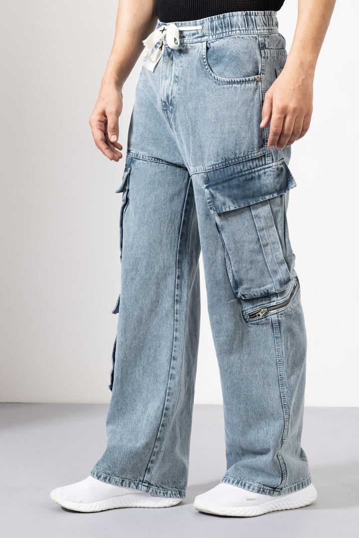 Blue Denim Cargo Pant for Men
