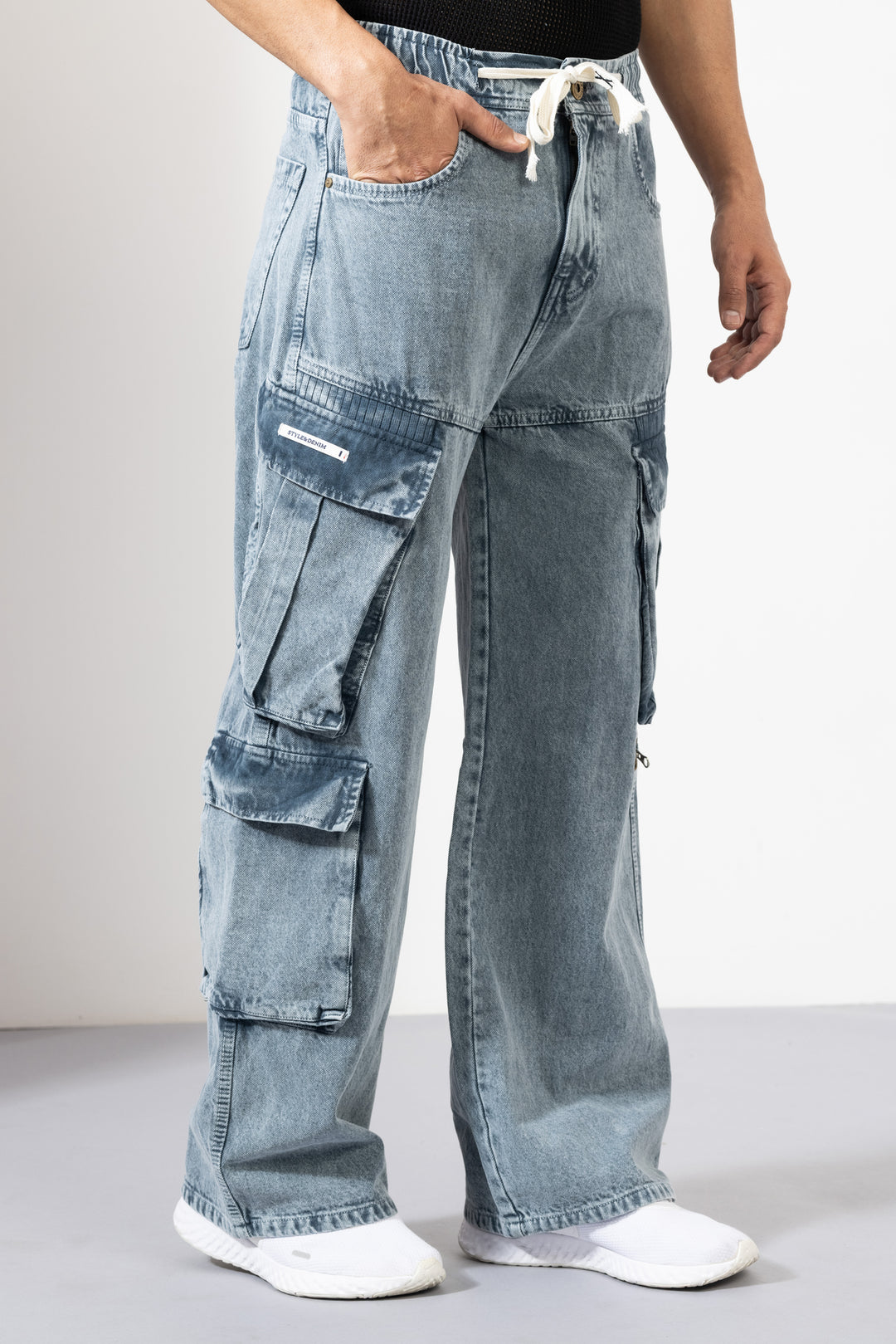 Blue Denim Cargo Pant for Men