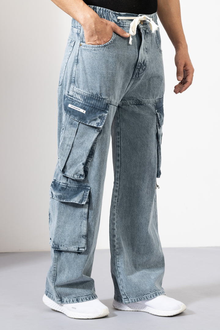 Blue Denim Cargo Pant for Men