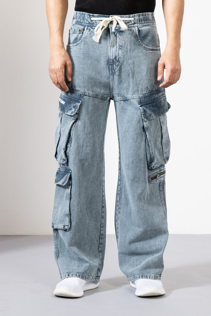 Blue Denim Cargo Pant for Men