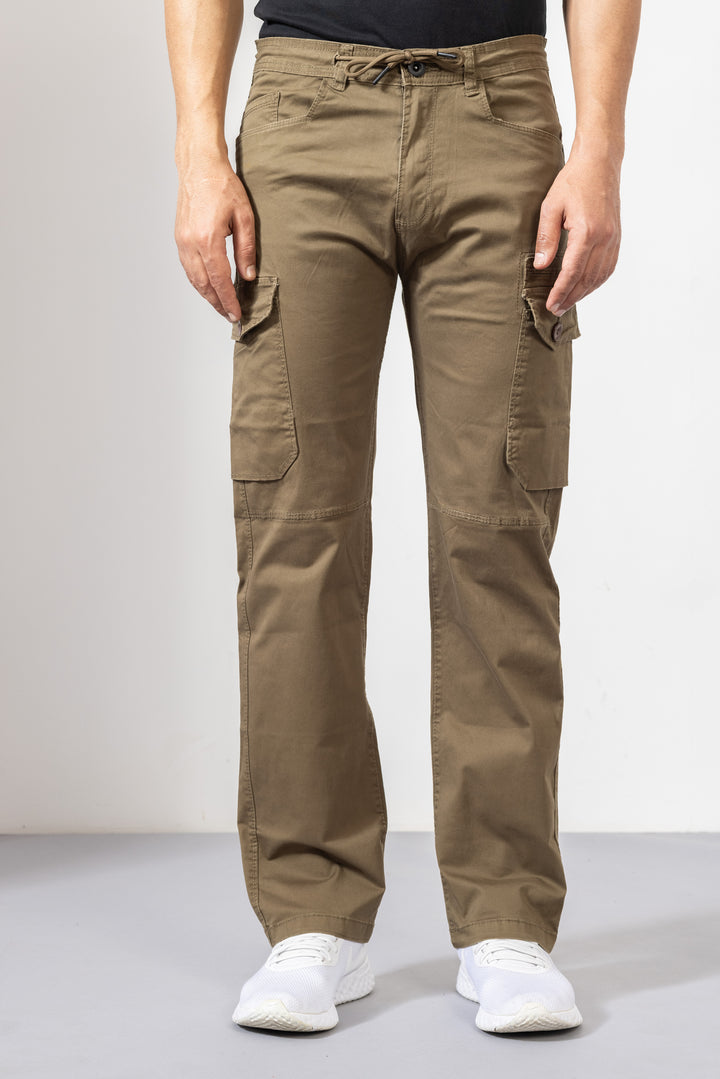 Light Cream Men Cotton Cargo Pant
