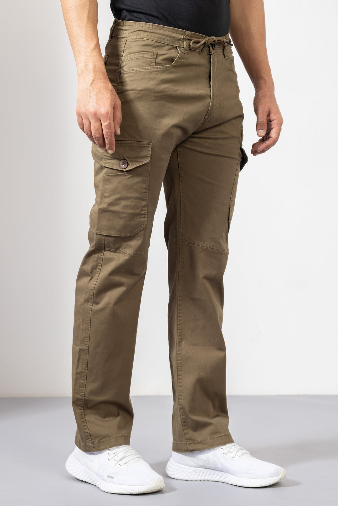 Light Cream Men Cotton Cargo Pant