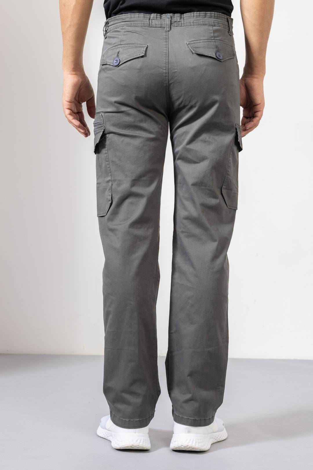 Steel Grey Men Cotton Cargo Pants with Multiple Pockets