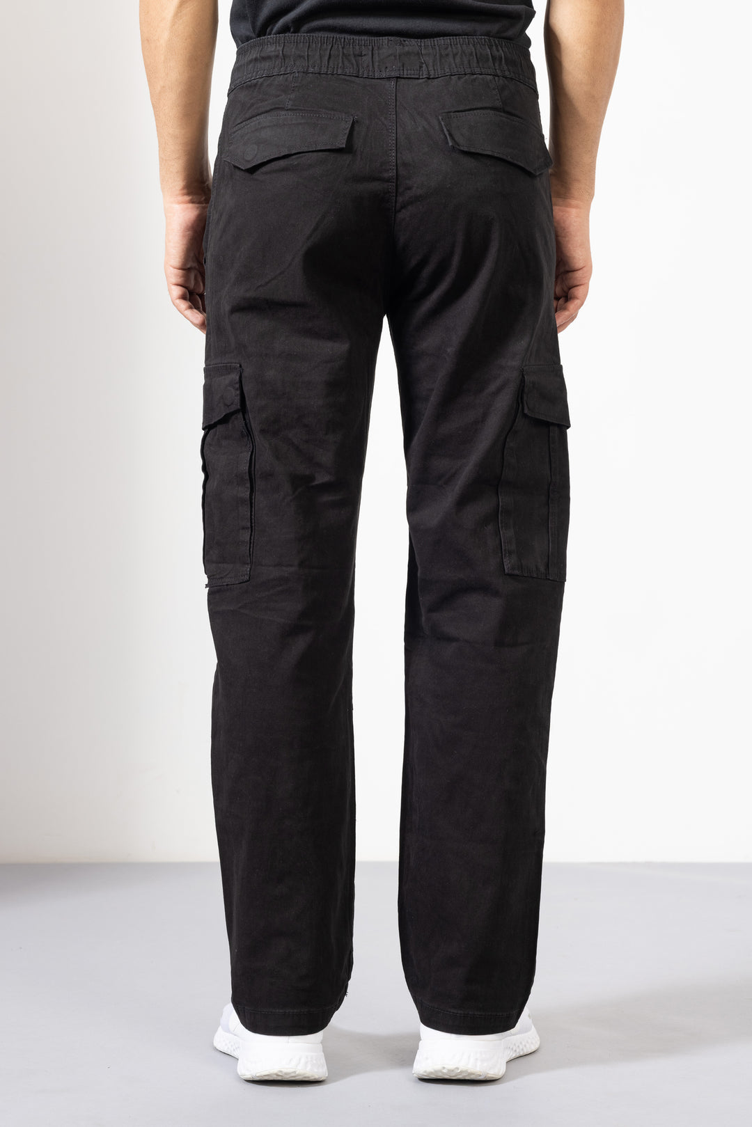 Black Men Cotton Cargo Pants with Multiple Pocket