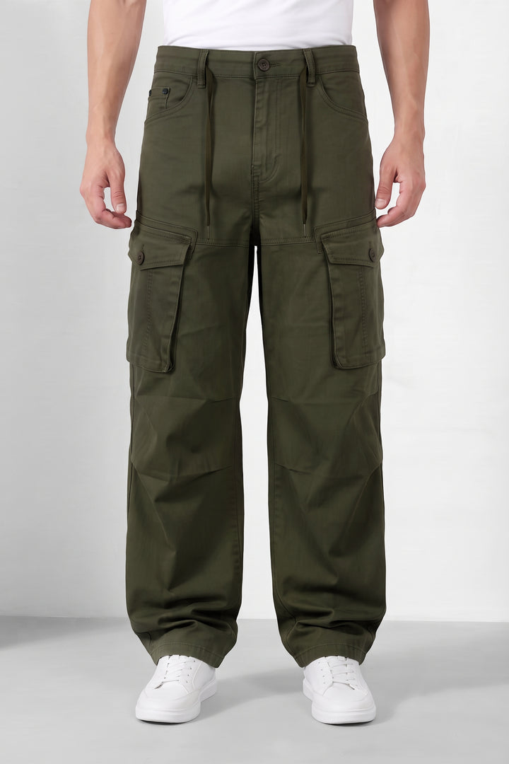 Dark Green Mens 6 Pocket Cargo Pants