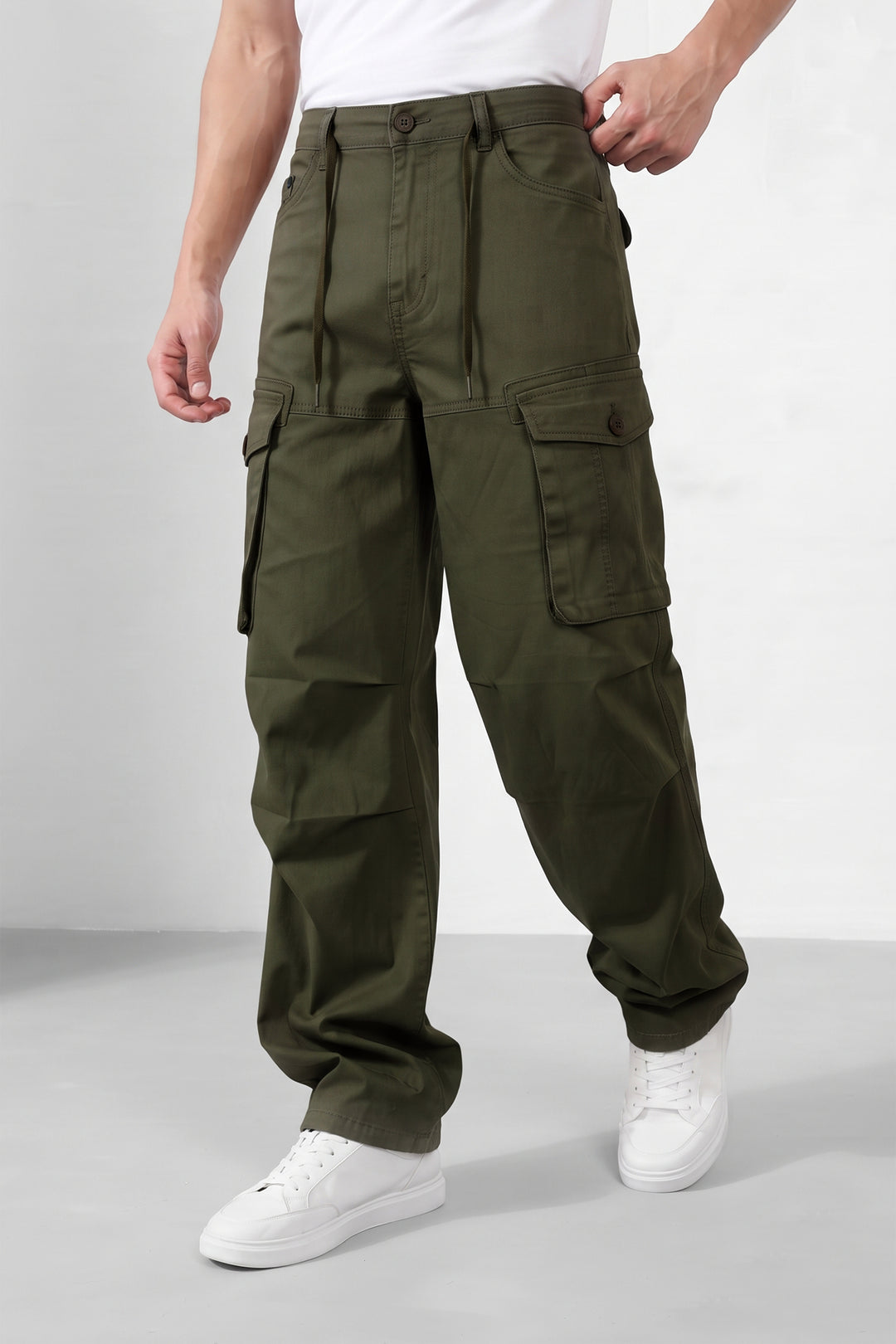 Dark Green Mens 6 Pocket Cargo Pants