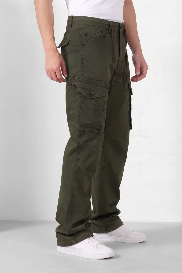 Dark Green Mens 6 Pocket Cargo Pants