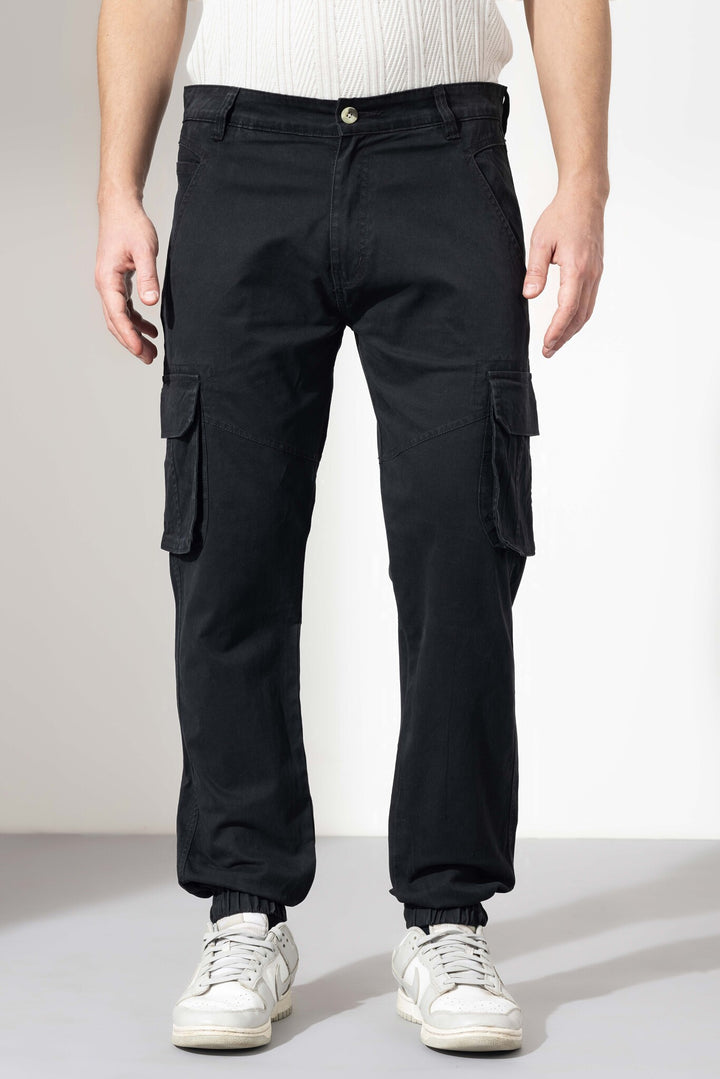 Black Men Cotton Multi Pocket Cargo Pant