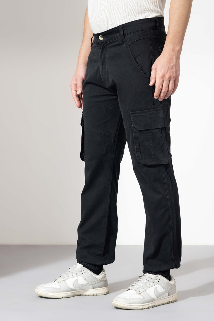 Black Men Cotton Multi Pocket Cargo Pant